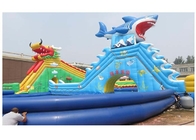 drago della tela cerata del PVC di 0.9MM grande/parco gonfiabile acqua dello squalo con la grande piscina blu